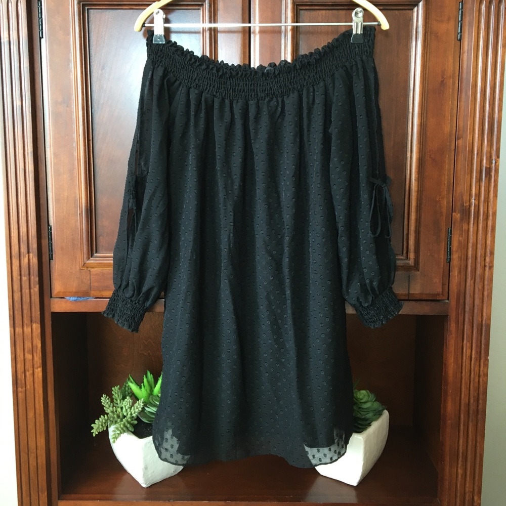 Nasty gal black off shoulder babydoll dress